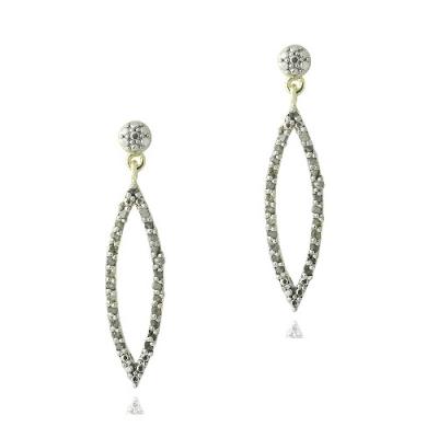 18K Gold Plated 1/2ct Diamond Open Marquise Dangle Earrings