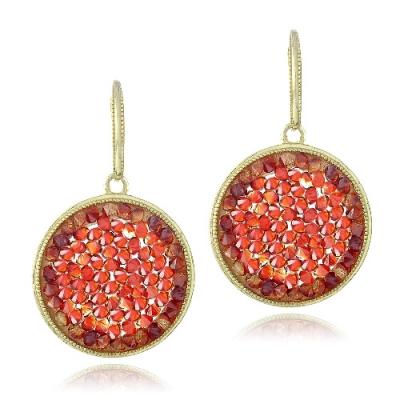 Crystal Ice Red Magma Crystal Rocks Dangle Earrings Made with Swarovski Elements