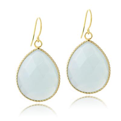 18K Gold Plated Caribbean Mist Glass Fashion Teardrop Earrings