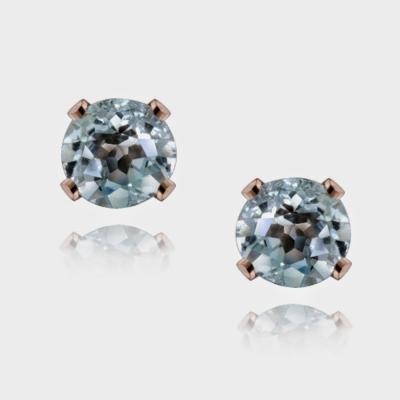 18K Rose Gold over Sterling Silver 1.1ct Blue Topaz Stud Earrings, 5mm