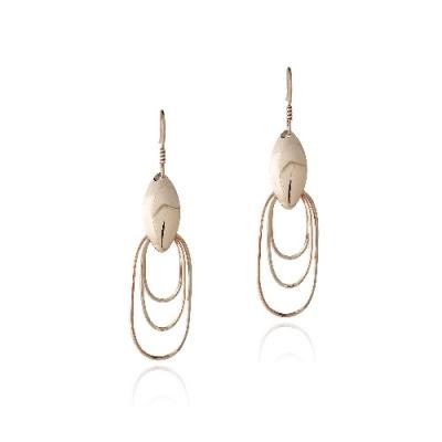 18K Rose Gold over Sterling Silver Three Oval Dangle Earrings