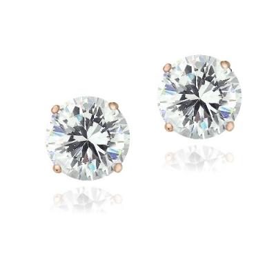 Zirconia Ice 18K Rose Gold over Sterling Silver 2ct Round Solitaire Stud Earrings made with Swarovski Zirconia