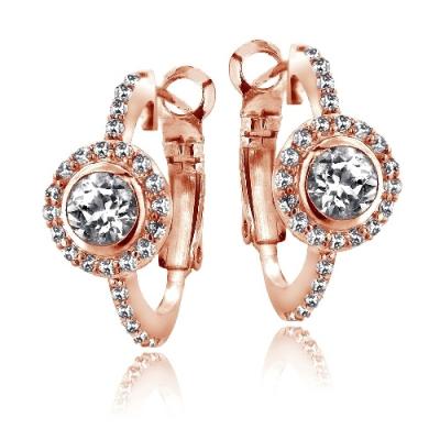 Rose Gold Tone 2.6ct White Topaz Round Clutchless Earrings