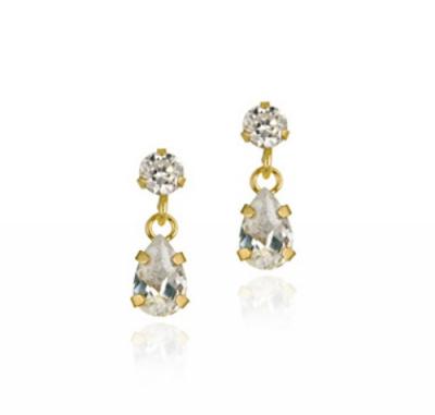 10K Gold CZ Teardrop Mini Dangle Earrings