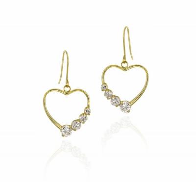 10K Gold CZ Open Heart Journey Earrings