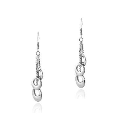 Stainless Steel Three Ring Strand Dangle Earrings
