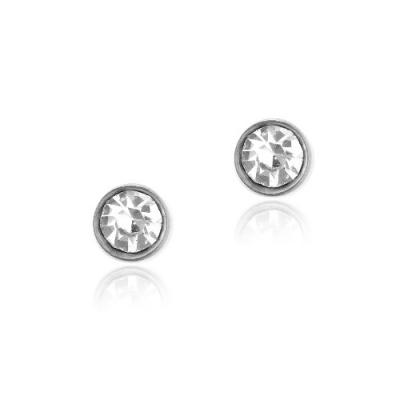 Stainless Steel CZ Bezel Set Stud Earrings