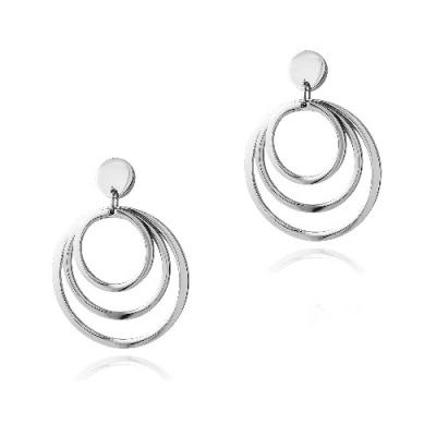 Stainless Steel Triple Circle Dangle Earrings