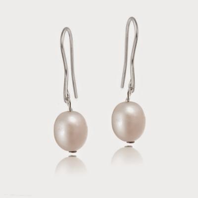 Stainless Steel Baroque Freshwater Cultured Pink Pearl Dangle Earrings