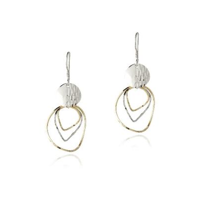 Sterling Silver Two-Tone Wavy Circles Dangle Earrings