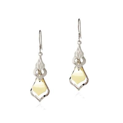 Sterling Silver Two Tone Textured Spade Dangle Earrings