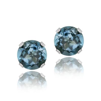 14K Gold 2.1ct London Blue Topaz Stud Earrings, 6mm