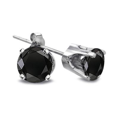 1/2 Ct Round Black Diamond 14K White Gold Stud Earrings