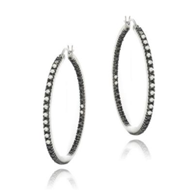 Sterling Silver 1/4ct Diamond 35mm Hoop Earrings