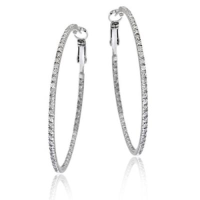 Sterling Silver 50mm Inside Out CZ Hoop Earrings