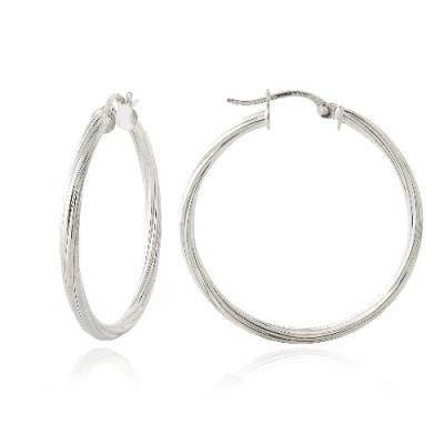 Sterling Silver 30mm Polished Twist Hoop Earrings