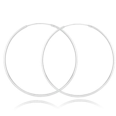 Sterling Silver 50mm Round Endless Hoop Earrings