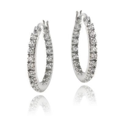 Zirconia Ice Sterling Silver 18mm Inside Out Hoop Earrings, Made with Swarovski Zirconia