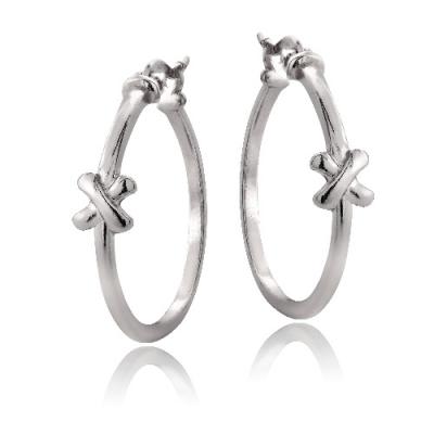 Sterling Silver X Polished Hoop Earrings