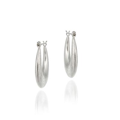 Sterling Silver Etched Flower Design Hoop Earrings
