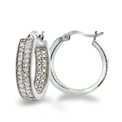 1/2 Ct Diamond 2-Row Hoop Earrings