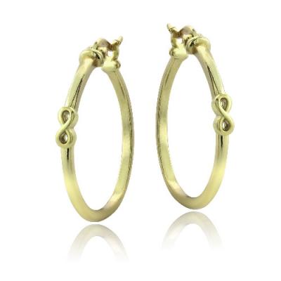 Gold Tone over Sterling Silver Infinity Polished Hoop Earrings
