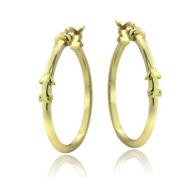Gold Tone over Sterling Silver Arrow Polished Hoop Earrings