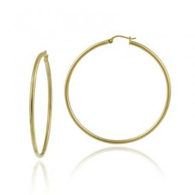 18K Gold over Sterling Silver 49mm Hoop Earrings