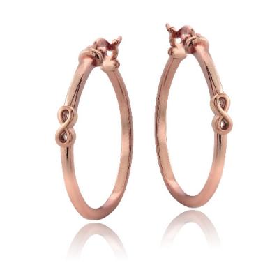 Rose Gold Tone over Sterling Silver Infinity Polished Hoop Earrings