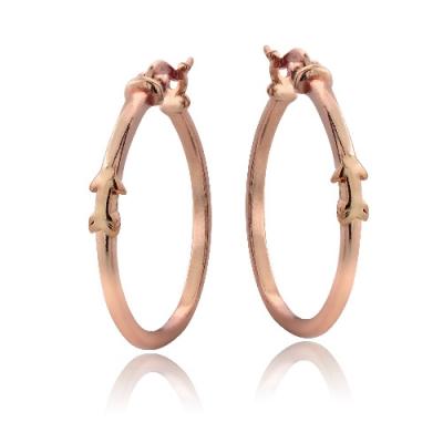 Rose Gold Tone over Sterling Silver Arrow Polished Hoop Earrings