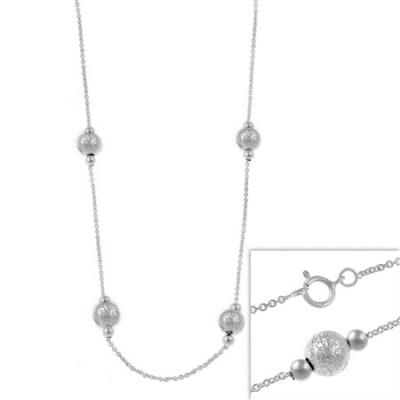 Sterling Silver Diamond Cut Beaded Chain Necklace 18' 24'