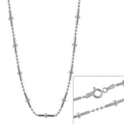 Sterling Silver 1.5mm Beads & Bars Chain Necklace 16' 18'