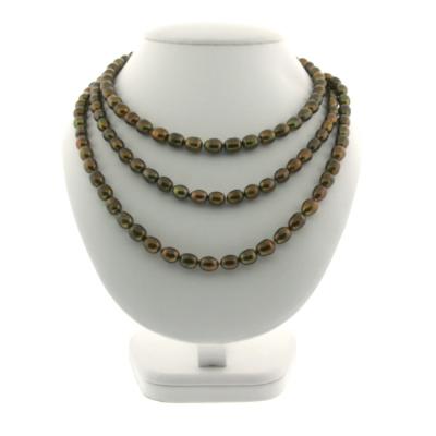 Genuine Freshwater Cultured 8x10mm Brown Pearl Necklace, 60 Inches