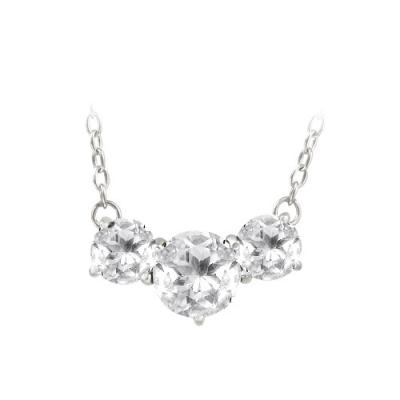 Sterling Silver 4.6ct White Topaz Three Stone Necklace