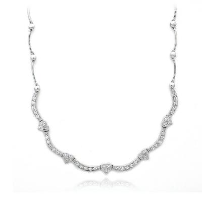 Sterling Silver CZ Heart Wave Necklace