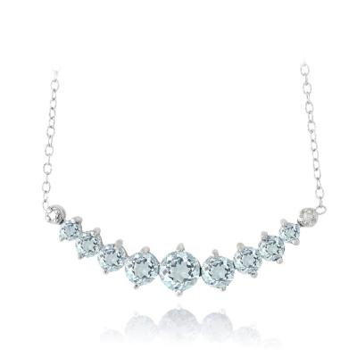 Sterling Silver 2.1ct Blue Topaz & Diamond Accent Frontal Journey Necklace