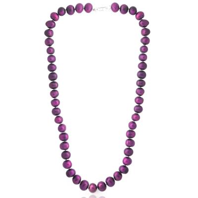 Dark Pink Freshwater Cultured 8-9mm Pearls Necklace, 18'