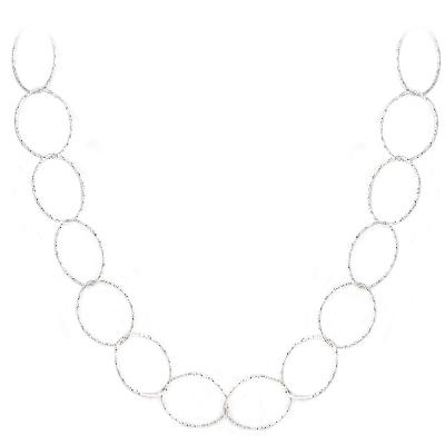Sterling Silver Diamond-Cut Oval Link Necklace, 18', MADE IN ITALY