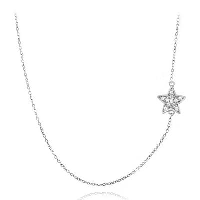 Sterling Silver CZ Star Chain Necklace