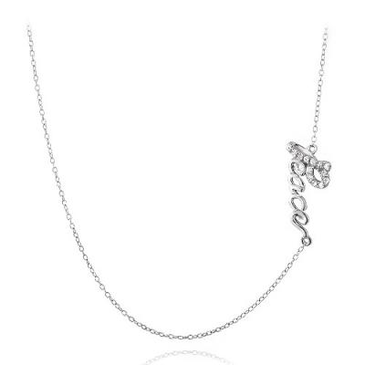 Sterling Silver CZ Peace Chain Necklace