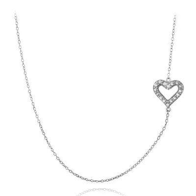 Sterling Silver Diamond Accent Heart Chain Necklace