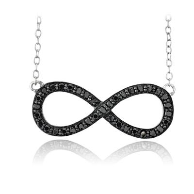 Sterling Silver Black CZ Infinity Necklace