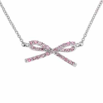 Celebrity Sterling Silver Pink Cubic Zirconia Bow Necklace