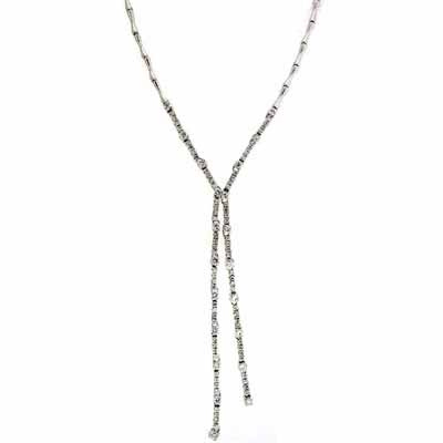 Sterling Silver Diamond Cubic Zirconia Y Necklace