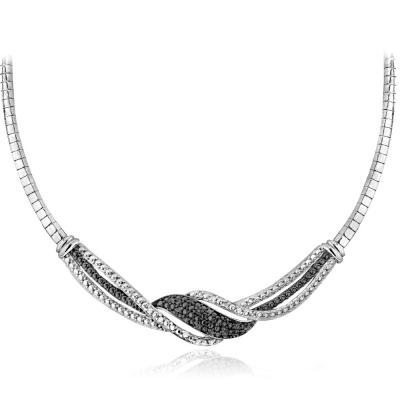 1/4 Ct Black & White Diamond Twist Frontal Necklace