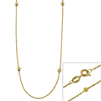 14k Gold Filled Italian Twisted Mirror Box Chain Necklace w/ Ribbed Beads 16' 18' 20' 24'
