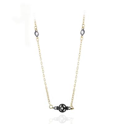 18K Gold over Sterling Silver CZ Circle Chain Necklace, 18', 24', 36'