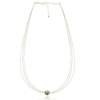 Aurora Borealis & Champagne Crystal Fireball Three Wire Necklace