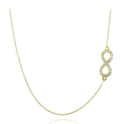 Gold Tone over Sterling Silver CZ Infinity Chain Necklace