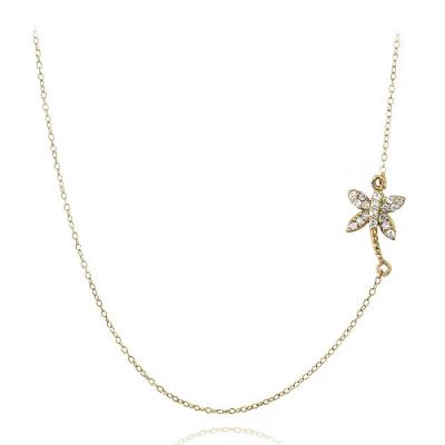 Gold Tone over Sterling Silver CZ Palm Tree Chain Necklace